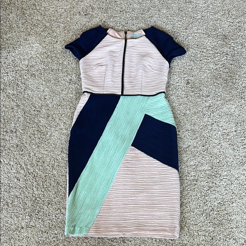 Maeve by Anthropologie Asymmetrical Blue Green Sheath Dress